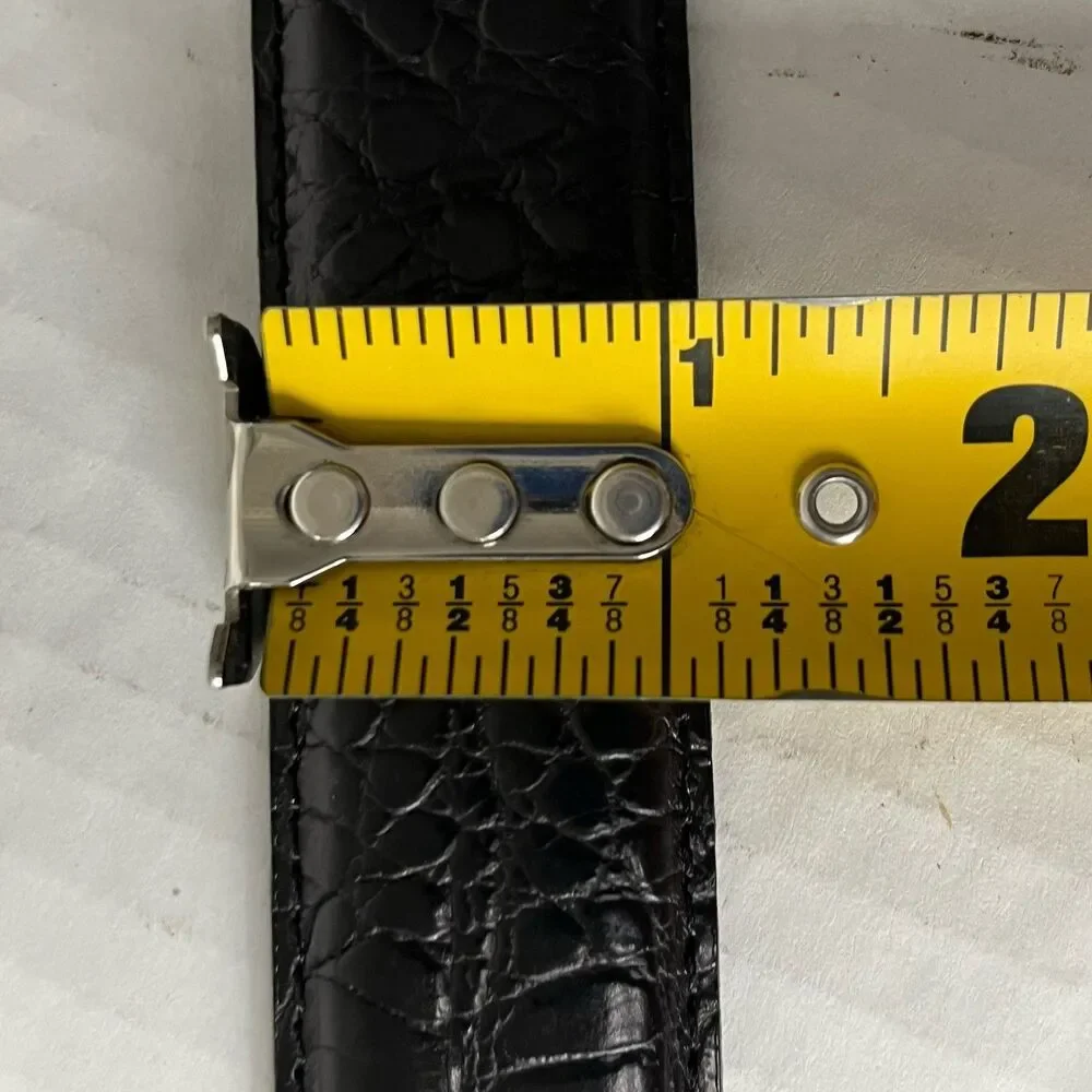 P0L0 RALPH LAUREN FAUX EMBOSSED CROC ALLIGATOR BELT GENUINE LEATHER BLACK 38